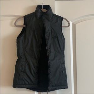XS North Face Black Vest with Faux Fur Interior